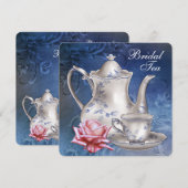 Elegante blauwe bruids thee kaart (Voorkant / Achterkant)