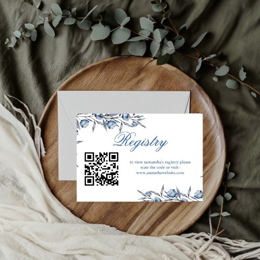 Elegante blauwe bruidsfeest- of babyshower- cadeau informatiekaartje