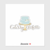 Elegante Blauwe Cake met Bloemen Sticker (Vel)