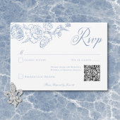 Elegante Blauwe Chinoiserie Bird & Crest Wedding Q RSVP Kaartje