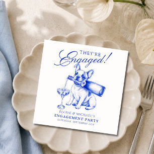 Elegante blauwe chinoiserie Franse Bulldog Verlovi Servet