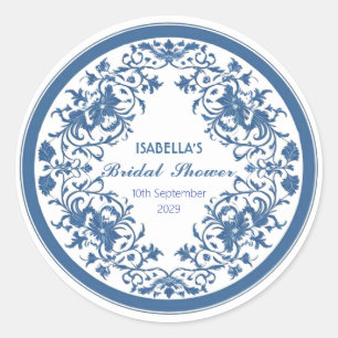 Elegante Blauwe Chinoiserie Victoriaans Chinese Bl Ronde Sticker