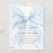 Elegante Blauwe Coquette Strik Bruidsmeisjesfeest Kaart (Voorkant)