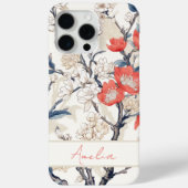 Elegante Blauwe Crème Koraal Kersenbloesem Case-Mate iPhone Case (Achterkant)