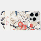 Elegante Blauwe Crème Koraal Kersenbloesem Case-Mate iPhone Case (Achterkant (horizontaal))