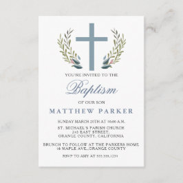 Elegante blauwe doop / doop uitnodiging