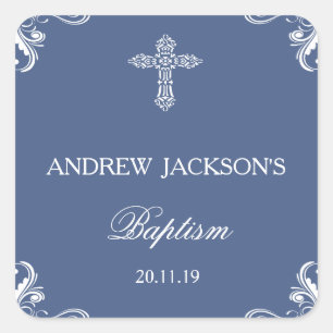 Elegante Blauwe Dop Sticker Labels