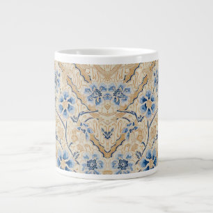 Elegante Blauwe en Beige Batik Specialty Mok