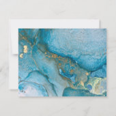 Elegante Blauwe en Gouden Inkt Nieuwe Adresaankond Notitiekaartje (Achterkant)