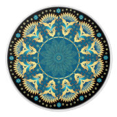 Elegante blauwe en gouden kast knoppen (Voorkant)