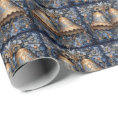 Elegante blauwe en gouden kerstbel cadeaupapier (Rol Hoek)