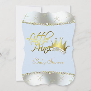Elegante Blauwe en Gouden Kleine Prins Babyshower Kaart