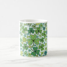 Elegante blauwe en groene shamrock klaverpatroon m