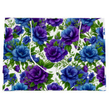 Elegante blauwe en paarse roos bloemenprint boodsc