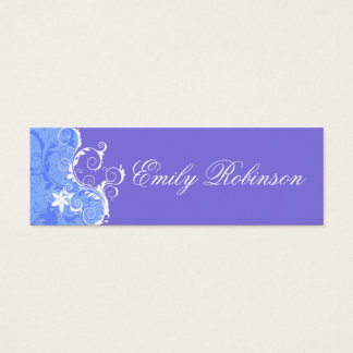 Elegante Blauwe en Witte Bloemen Mini Visitekaartjes