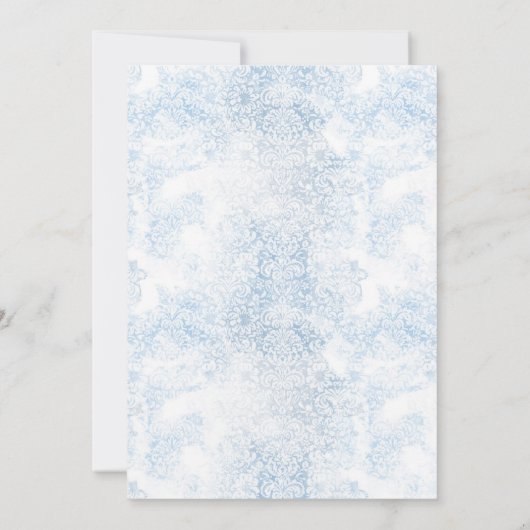 Elegante blauwe en witte champagne bruiloft kaart (Achterkant)