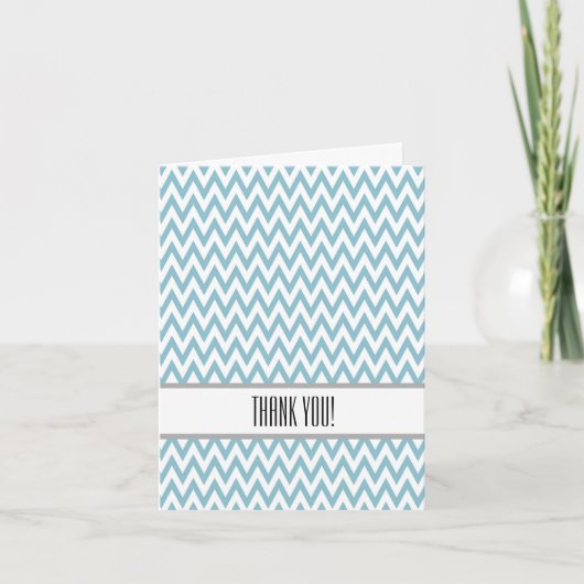 Elegante blauwe en witte Chevron Bedankt (Voorkant)