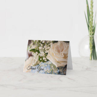 Elegante Blauwe en Witte Dankkaart Huwelijk Bedankkaart