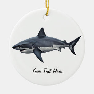Elegante blauwe en witte haaienvis Gepersonaliseer Keramisch Ornament
