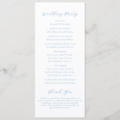Elegante Blauwe en Witte Kust Chic Bruiloft Programma (Achterkant)