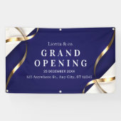 Elegante blauwe en witte openingsviering spandoek (Horizontaal)