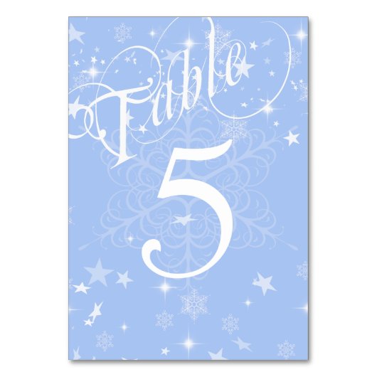 Elegante blauwe en witte sneeuwvlokken genummerd kaart