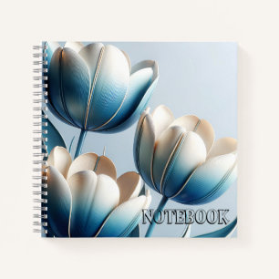 Elegante Blauwe en Witte Tulpen Notitieboek
