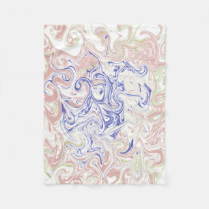 Elegante Blauwe en Zachte Perzik Marmeren Wervel A Fleece Deken