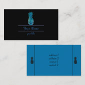 Elegante blauwe en zwarte ananas visitekaartje (Voorkant / Achterkant)