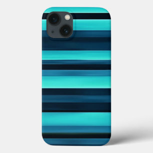 Elegante blauwe en zwarte gestreepte strakke moder iPhone 13 hoesje