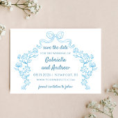 Elegante Blauwe Fantasievolle Handgetekende Chic B Save The Date