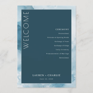 Elegante Blauwe Formele Ceremonie Agenda Programma
