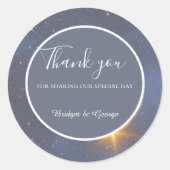 Elegante blauwe Galaxy Sky bruiloft Ronde Sticker (Voorkant)