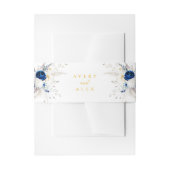 Elegante Blauwe & Gele Bloemen Kalligrafie Huwelij Uitnodigingen Wikkel (Voorkant Voorbeeld)