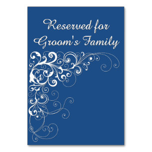 Elegante Blauwe Gereserveerde Trouwtafel Kaart