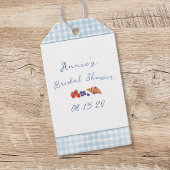 Elegante blauwe geruite zomerbrunch bruidsborrel cadeaulabel