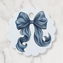 Elegante blauwe gestreepte strik baby shower