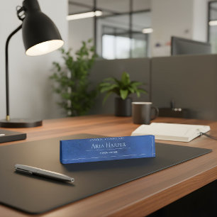 Elegante Blauwe Glas Financieel Adviseur Aangepast Naambordje