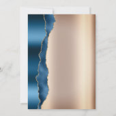 Elegante Blauwe Glitter Script Bruidsdouche Kaart (Achterkant)