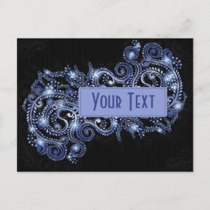 Elegante Blauwe Glitterende Spiraal Briefkaart