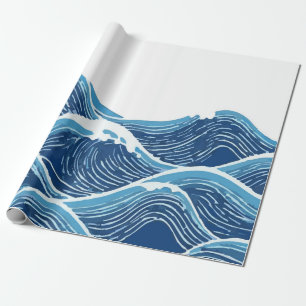 Elegante Blauwe Golf Abstracte Ontwerp Cadeaupapier