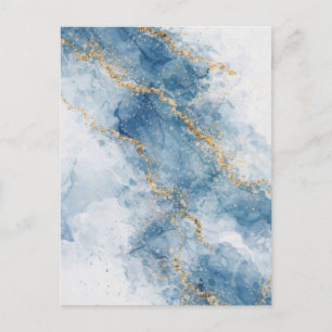 Elegante Blauwe Gouden Glitter Abstracte Stroom Briefkaart