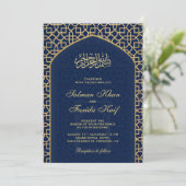 Elegante Blauwe Gouden Islamitische Mihrab Moslim  Kaart (Staand voorkant)
