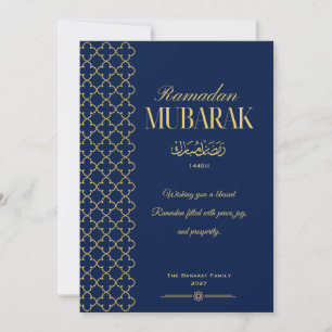 Elegante Blauwe & Gouden Ramadan Mubarak Kaart Per