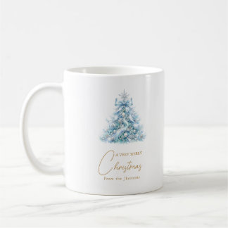 Elegante blauwe gouden script Kerstdroom Winter Koffiemok