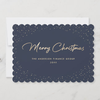 Elegante Blauwe Gouden Zakelijke Kerstkaart