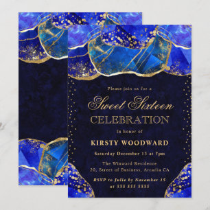 Elegante Blauwe Goudkleurige Kristallen Steen Swee Kaart