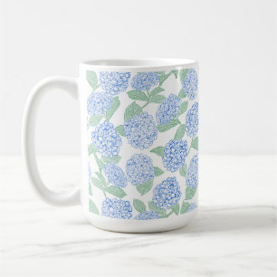 Elegante Blauwe Groene Hortensia Preppy Koffiemok
