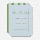 Elegante blauwe groene strepen bruiloft save the date