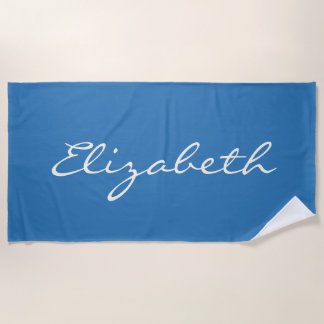 Elegante blauwe handgeschreven script naam strandlaken